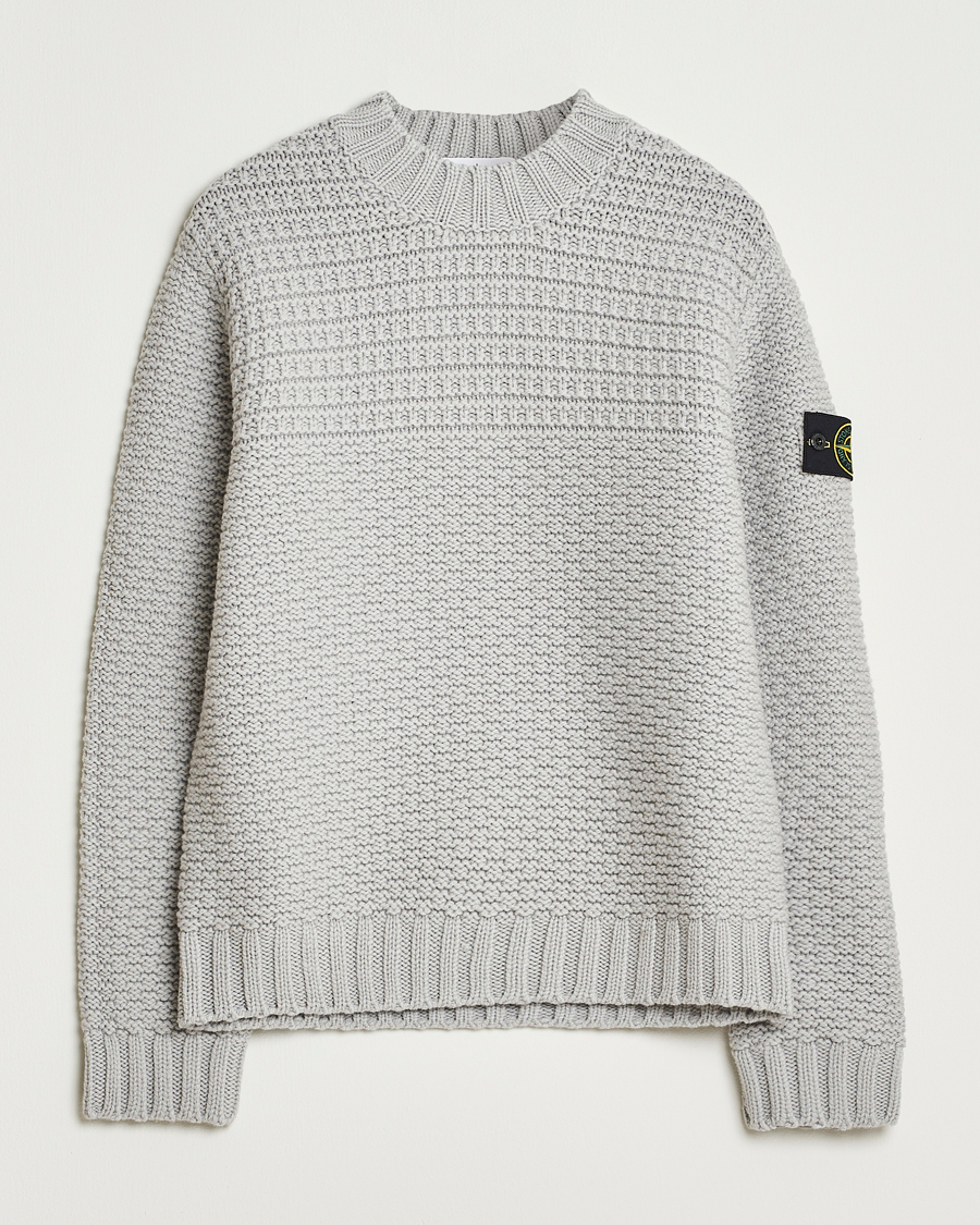 Herre | Gensere | Stone Island | Mixed Stiches Wool Knitted Crew Neck Pearl Grey