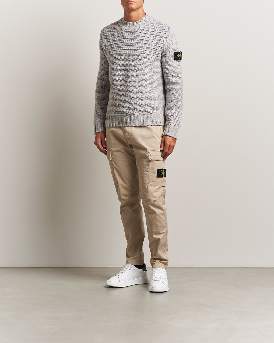 Herre | Gensere | Stone Island | Mixed Stiches Wool Knitted Crew Neck Pearl Grey