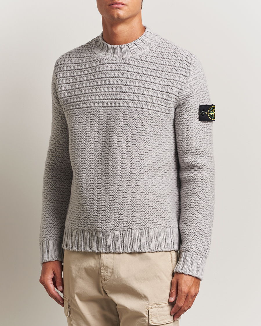 Herre | Gensere | Stone Island | Mixed Stiches Wool Knitted Crew Neck Pearl Grey