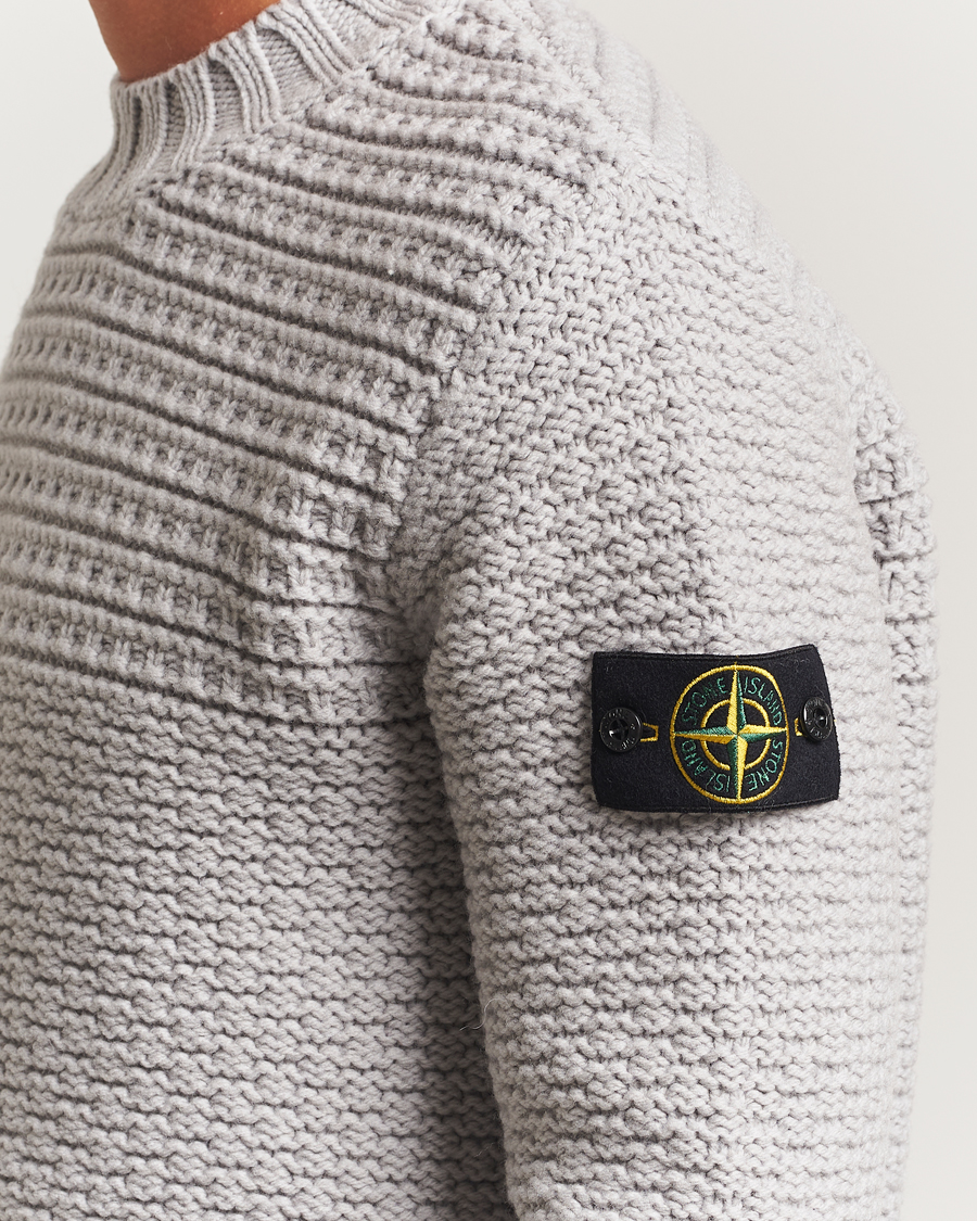 Herre | Gensere | Stone Island | Mixed Stiches Wool Knitted Crew Neck Pearl Grey