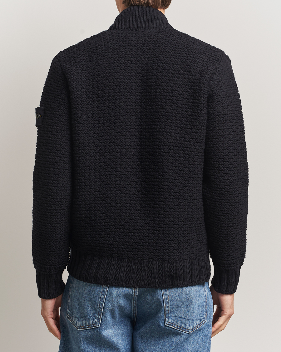 Herre | Gensere | Stone Island | Mixed Stiches Wool Knitted Zip Cardigan Black