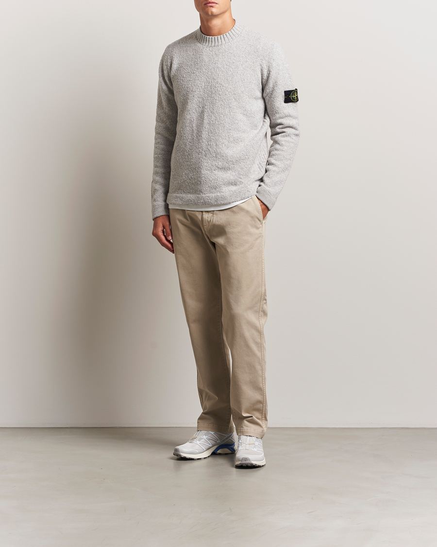 Herre | Gensere | Stone Island | Brushed Knitted Wool Crew Neck Grey Melange
