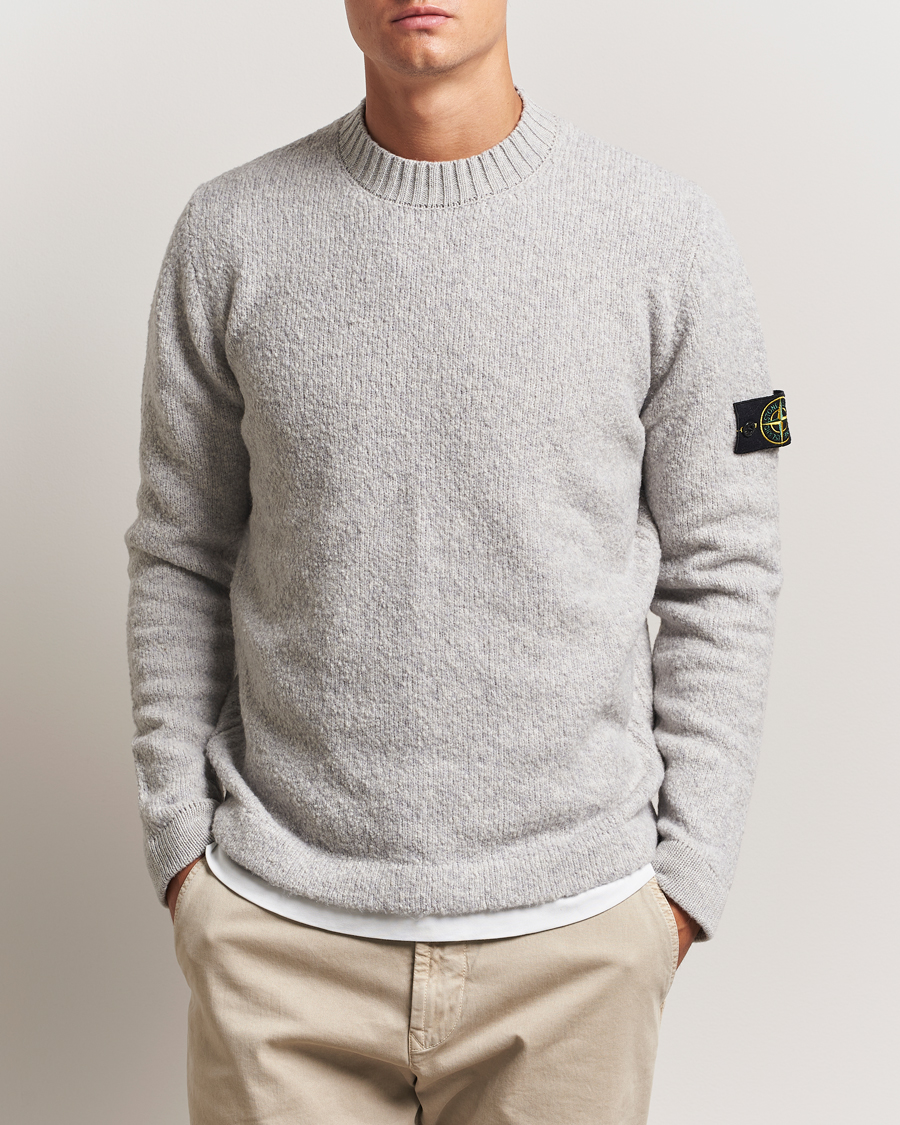 Herre | Gensere | Stone Island | Brushed Knitted Wool Crew Neck Grey Melange
