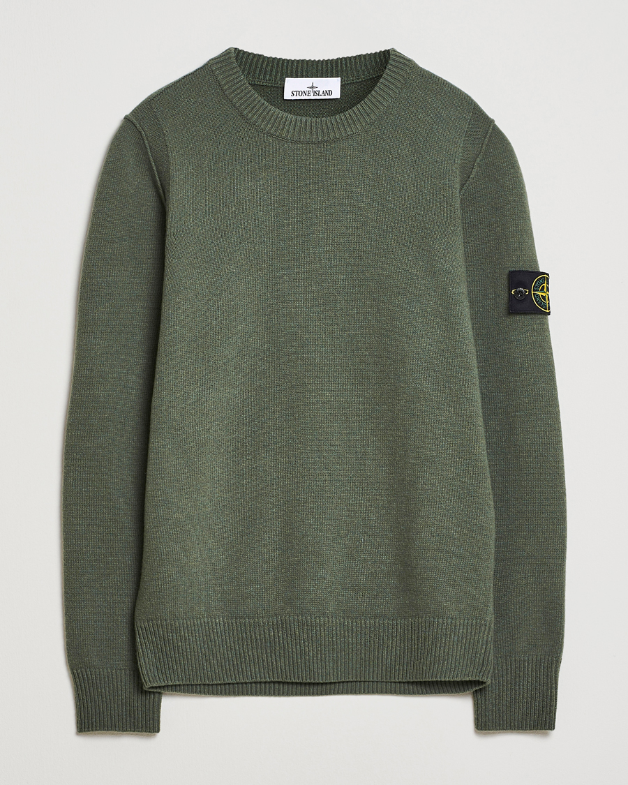 Herre | Gensere | Stone Island | Knitted Lambswool Crew Neck Military Green