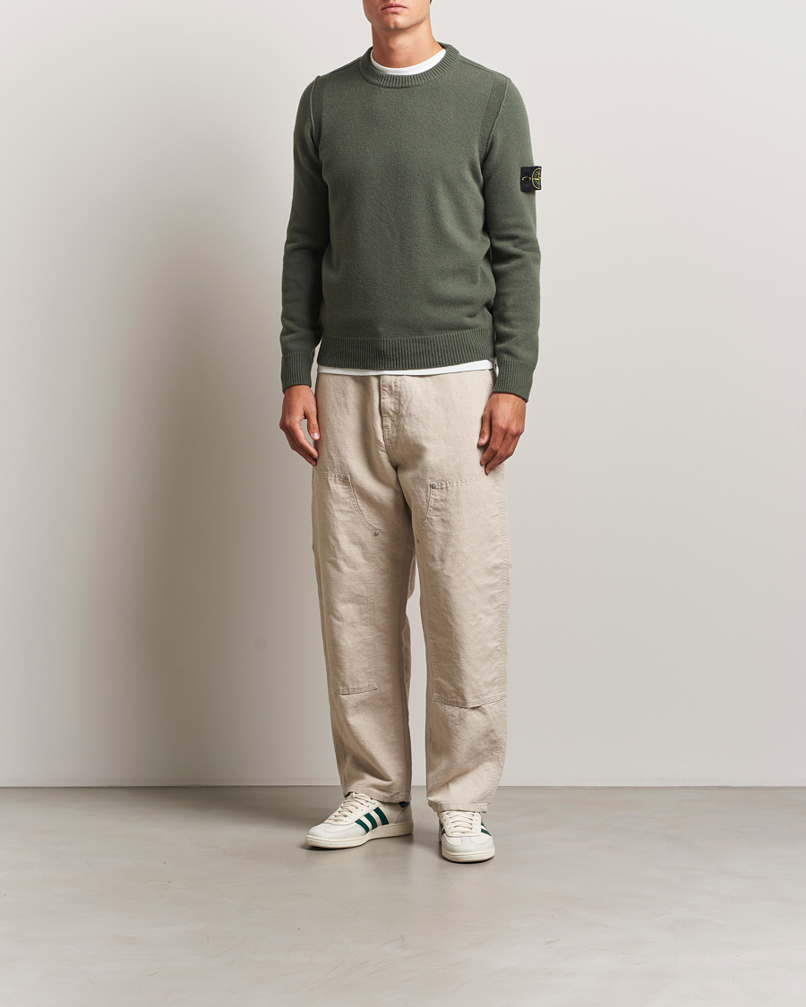 Herre | Gensere | Stone Island | Knitted Lambswool Crew Neck Military Green