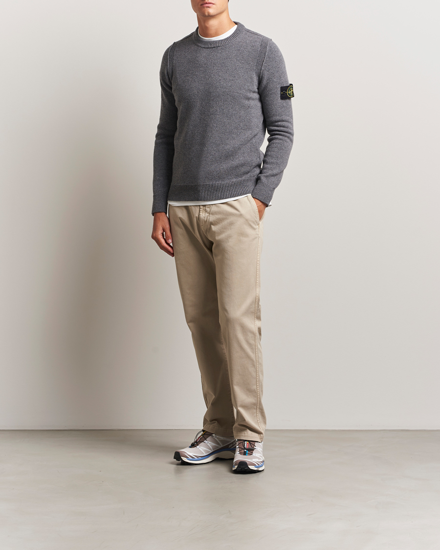 Herre | Gensere | Stone Island | Knitted Lambswool Crew Neck Cement Melange