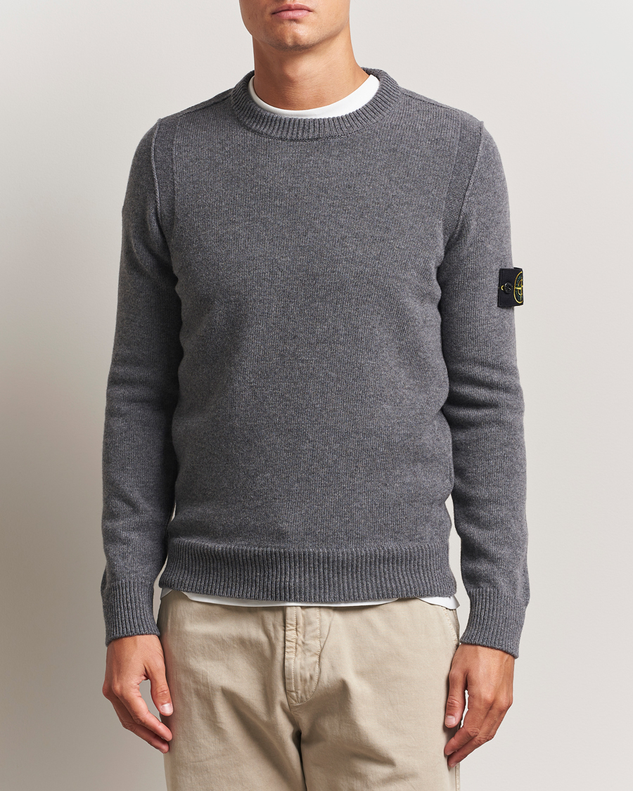 Herre | Gensere | Stone Island | Knitted Lambswool Crew Neck Cement Melange