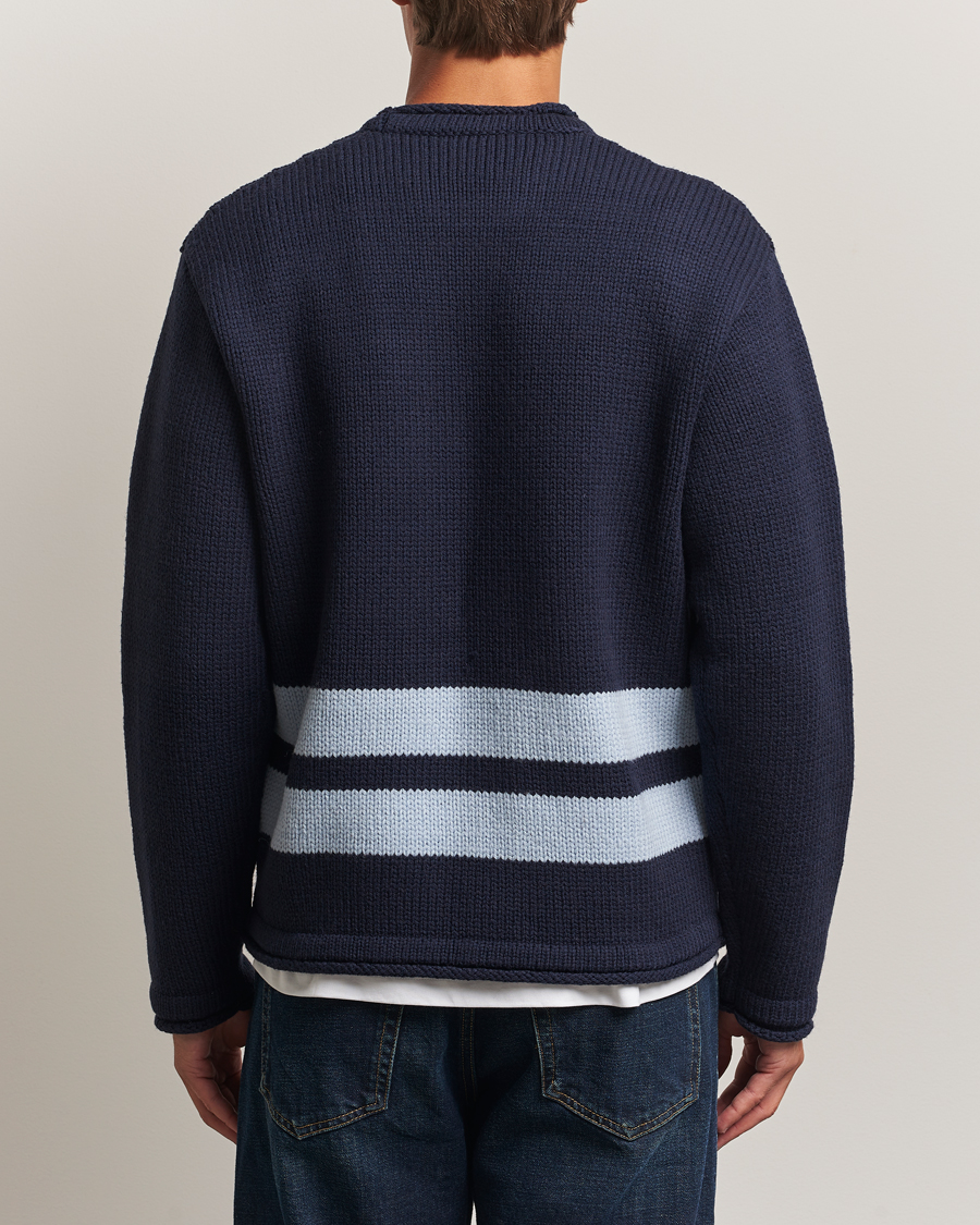 Herre | Gensere | Stone Island | Marina Knitted Wool Contrast Crew Neck Navy