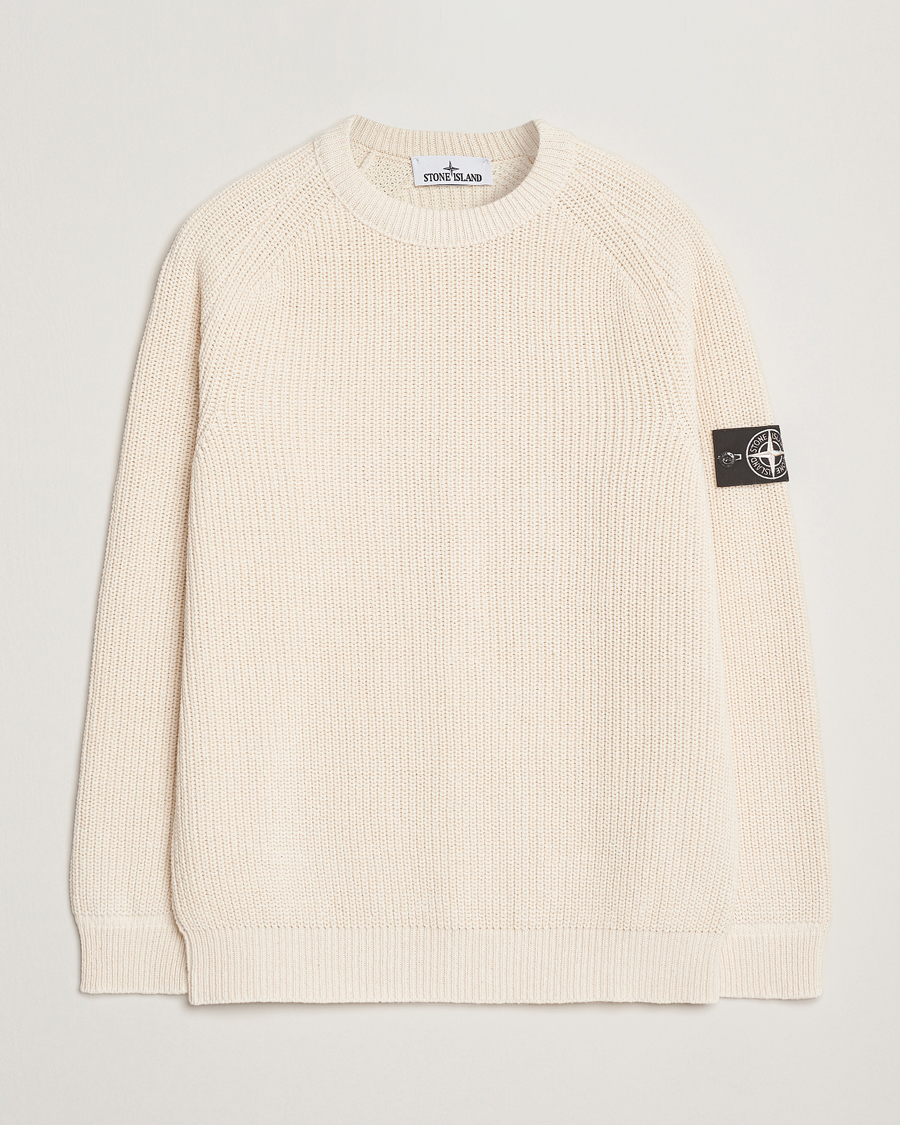 Herre | Gensere | Stone Island | RAW Cotton Popcorn Stitch Crew Neck Ivory