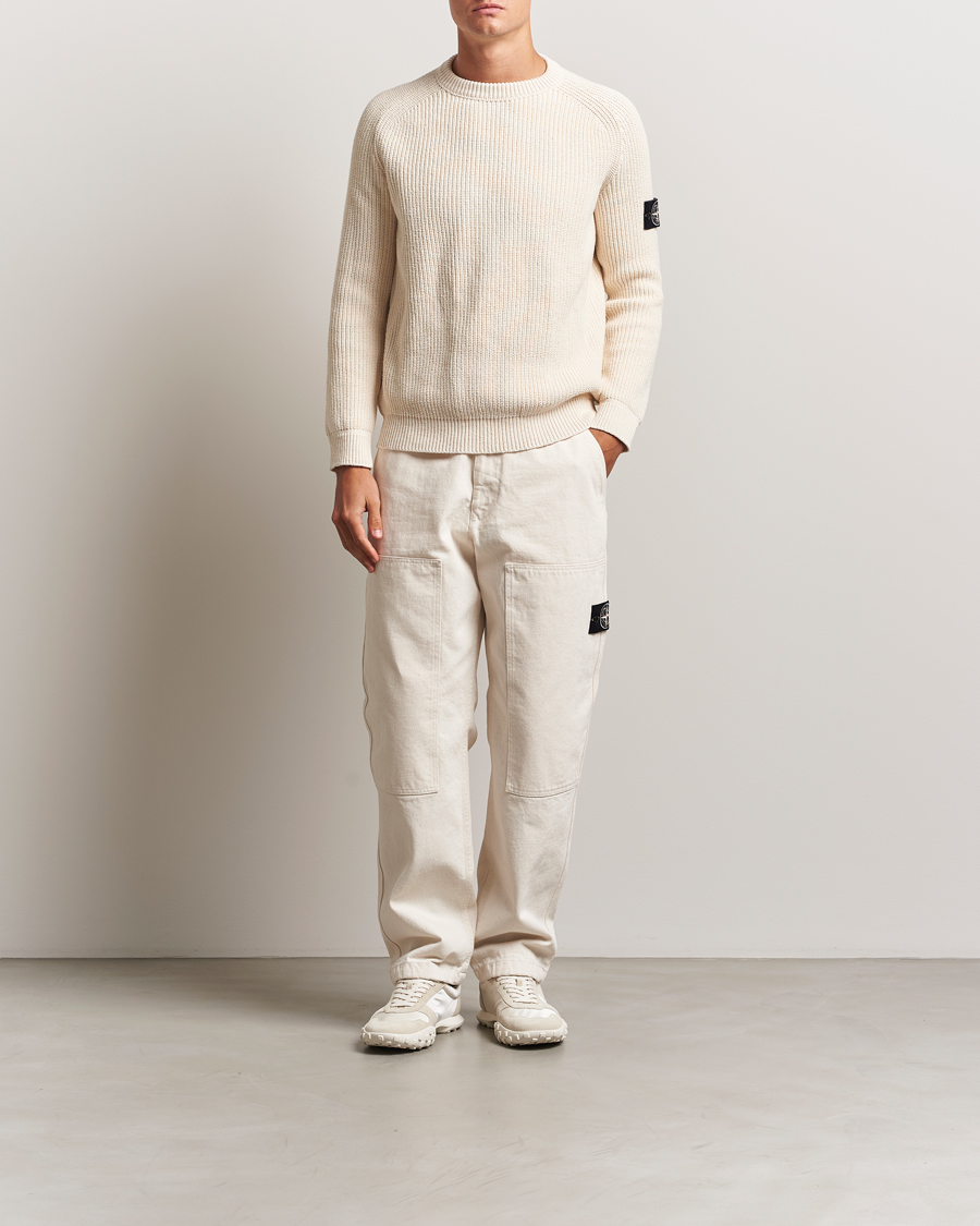Herre | Gensere | Stone Island | RAW Cotton Popcorn Stitch Crew Neck Ivory