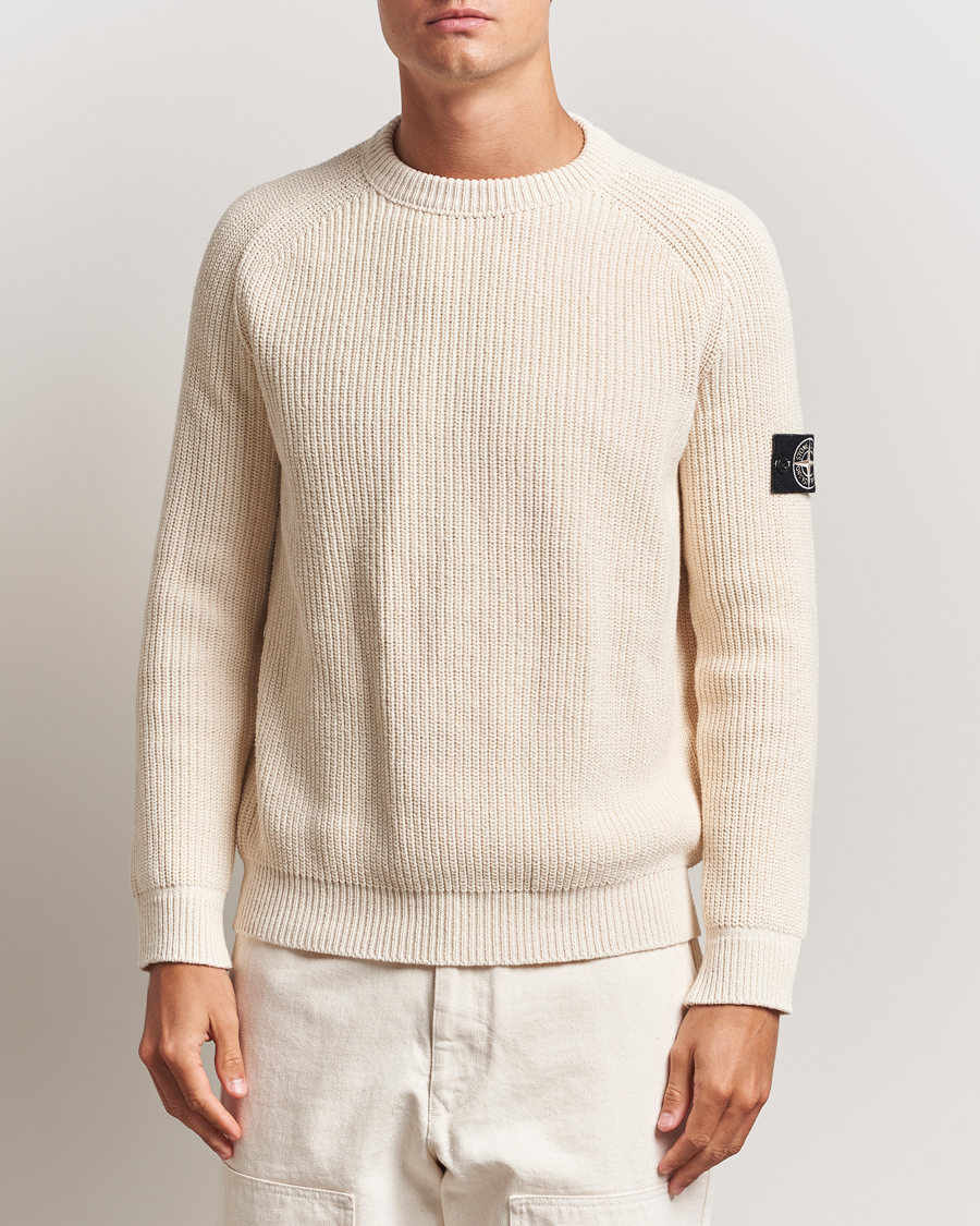 Herre | Gensere | Stone Island | RAW Cotton Popcorn Stitch Crew Neck Ivory