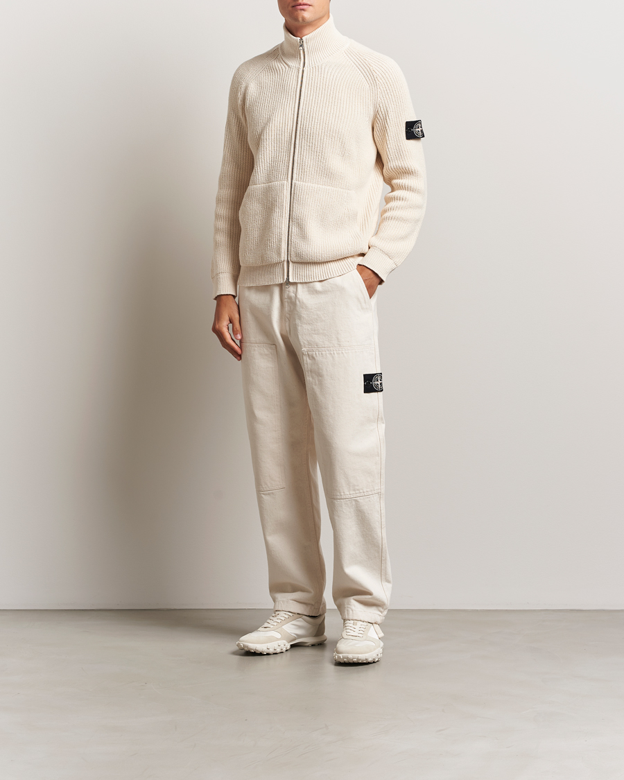 Herre | Gensere | Stone Island | RAW Cotton Popcorn Stitch Full Zip Ivory