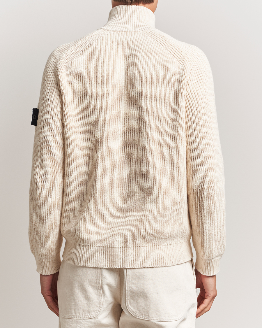 Herre | Gensere | Stone Island | RAW Cotton Popcorn Stitch Full Zip Ivory