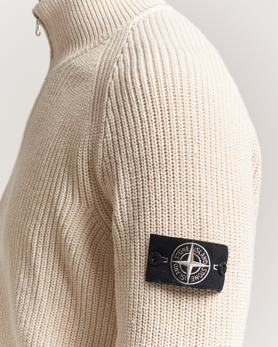 Herre | Gensere | Stone Island | RAW Cotton Popcorn Stitch Full Zip Ivory