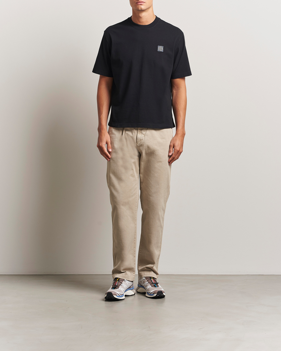 Herre | T-Shirts | Stone Island | Combed Organic Cotton T-Shirt Black