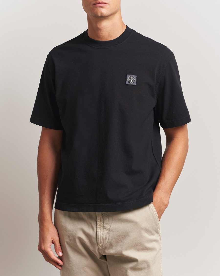 Herre | T-Shirts | Stone Island | Combed Organic Cotton T-Shirt Black