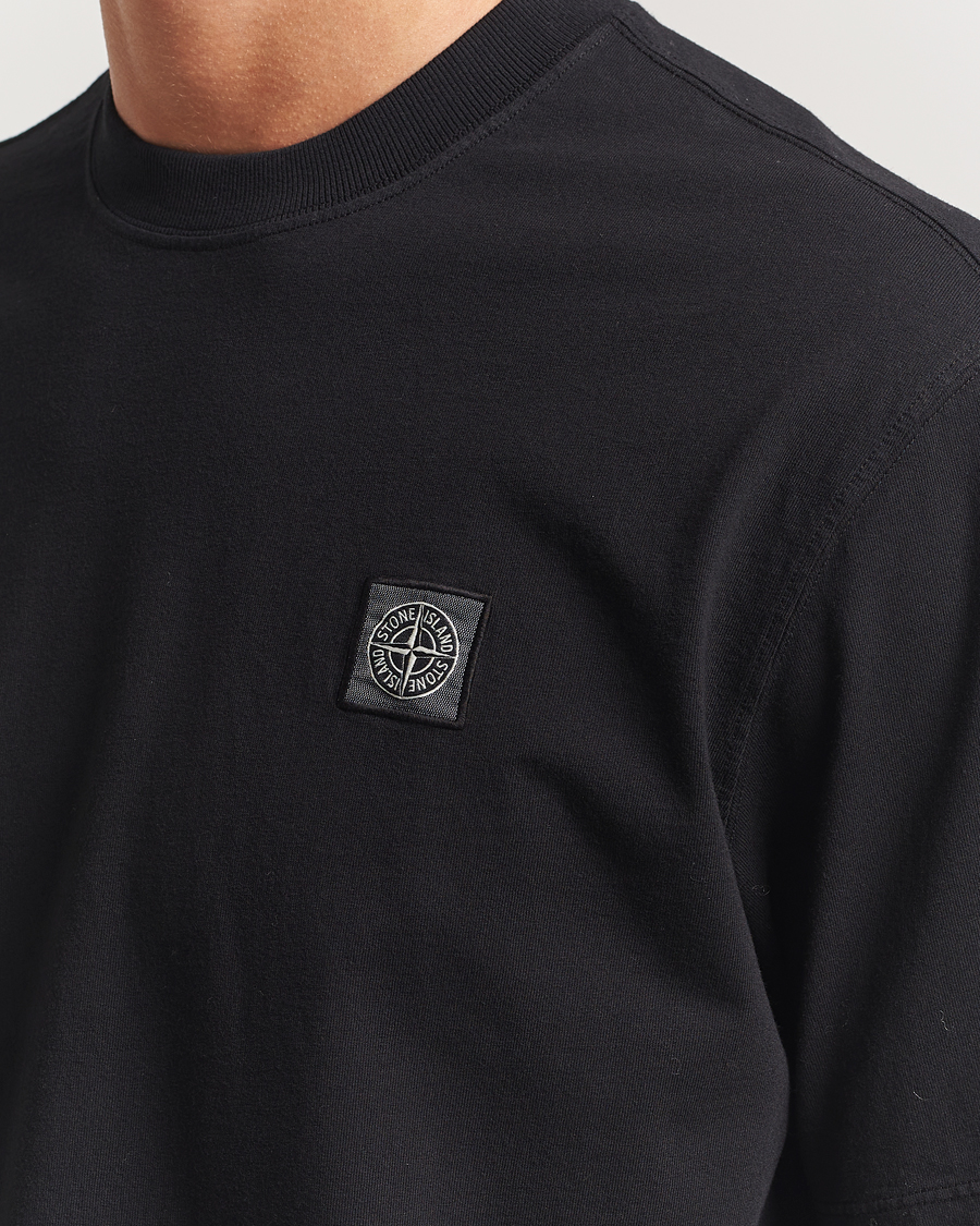 Herre | T-Shirts | Stone Island | Combed Organic Cotton T-Shirt Black