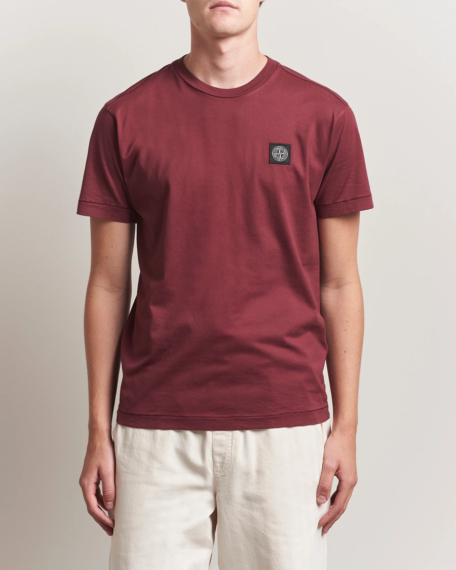 Herre | T-Shirts | Stone Island | Garment Dyed Cotton Jersey T-Shirt Burgundy