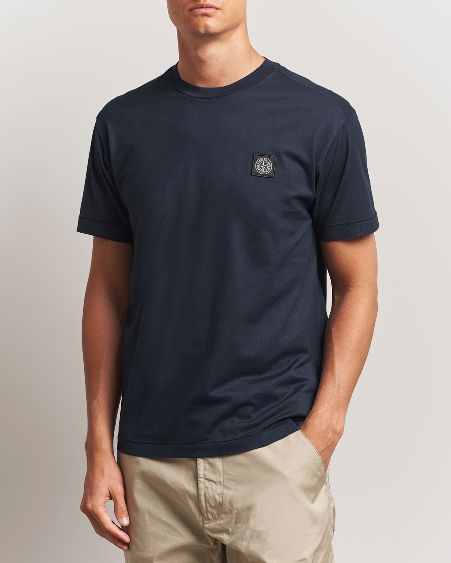 Herre | T-Shirts | Stone Island | Garment Dyed Cotton Jersey T-Shirt Navy