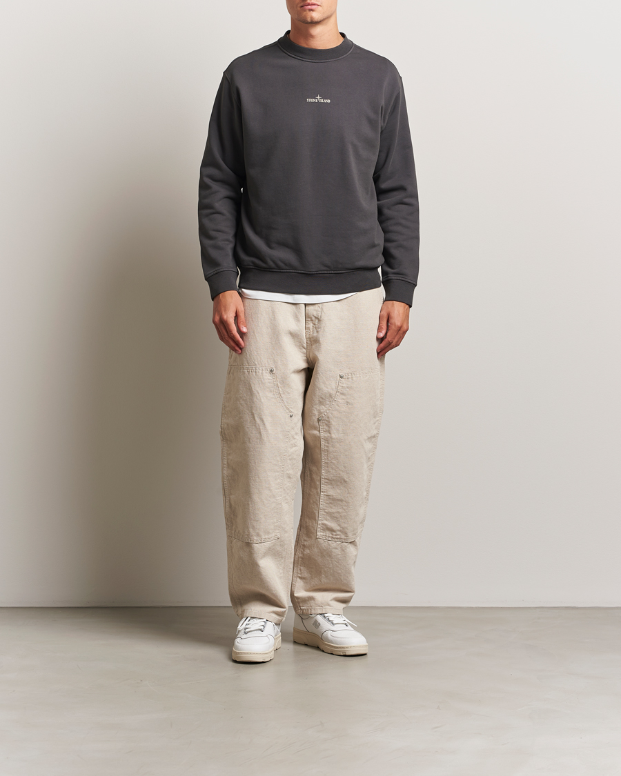 Herre | Gensere | Stone Island | Cotton Fleece Backprint Sweatshirt Lead Grey