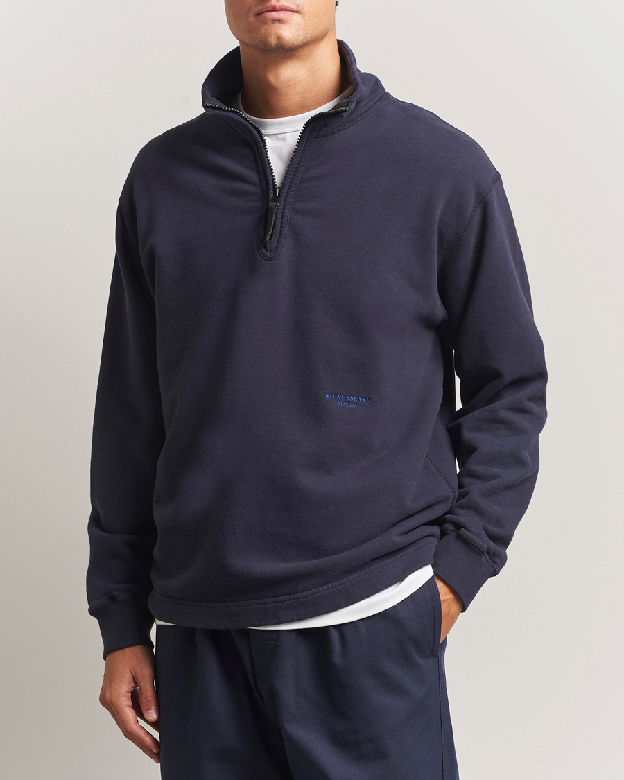 Herre | Gensere | Stone Island | Marina Brushed Organic Cotton Half-Zip Navy