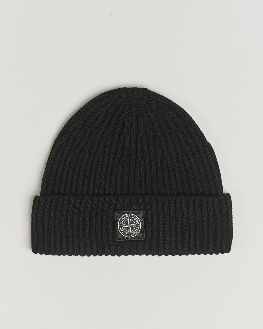 Herre | Luer | Stone Island | Full Rib Wool Beanie Black