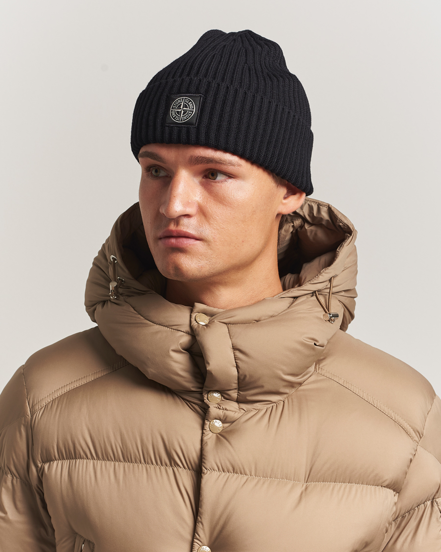 Herre | Luer | Stone Island | Full Rib Wool Beanie Black