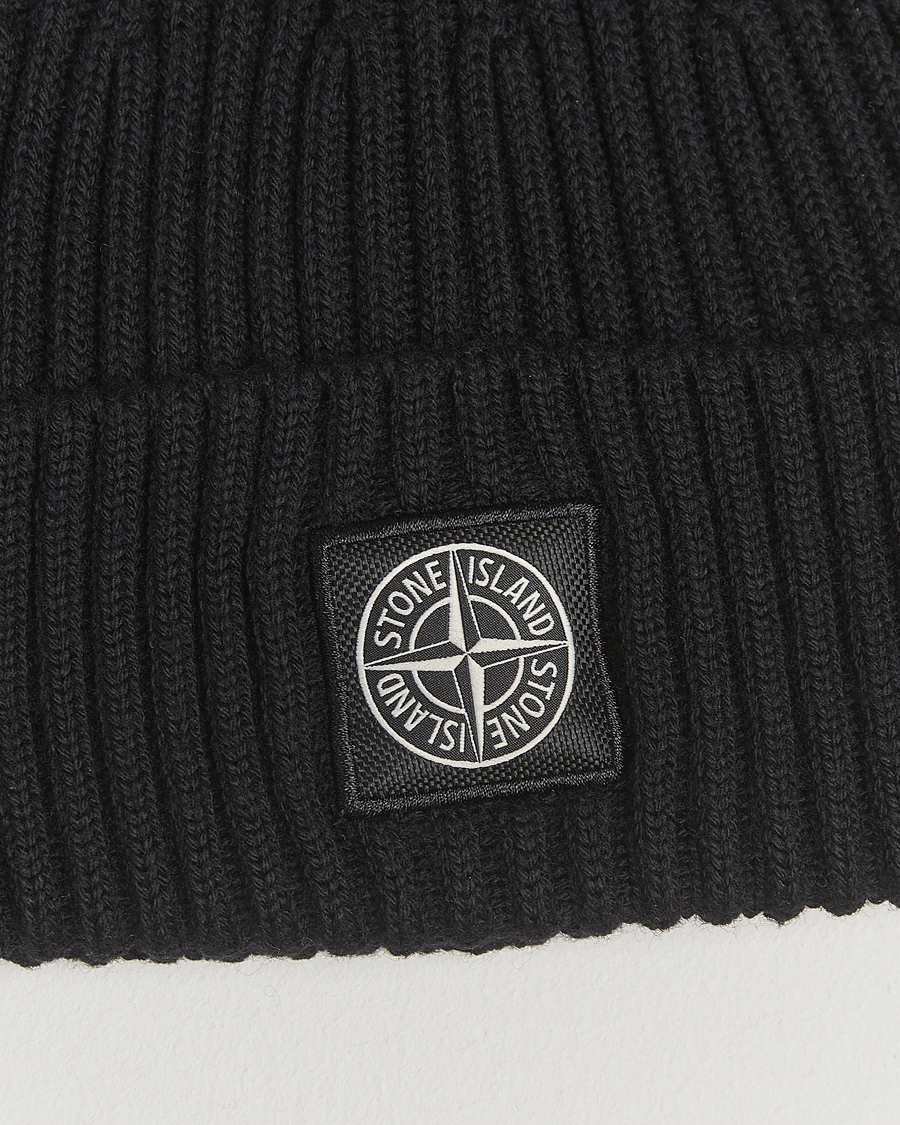 Herre | Luer | Stone Island | Full Rib Wool Beanie Black
