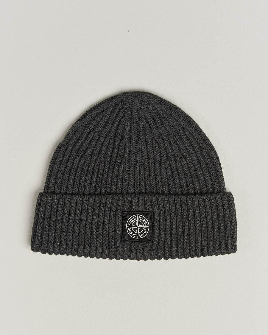 Herre | Stone Island Full Rib Wool Beanie Lead Grey | Stone Island | Full Rib Wool Beanie Lead Grey