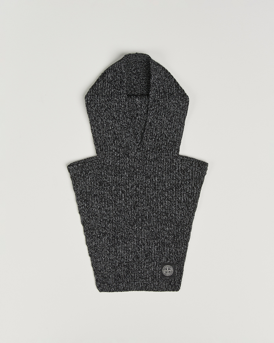 Herre | Stone Island Reflective Cotton Knit Balaclava Black Melange | Stone Island | Reflective Cotton Knit Balaclava Black Melange