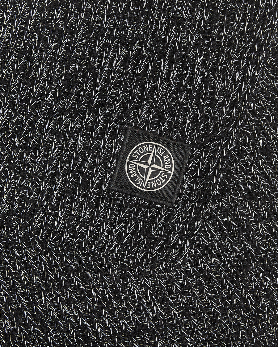 Herre | Stone Island Reflective Cotton Knit Balaclava Black Melange | Stone Island | Reflective Cotton Knit Balaclava Black Melange
