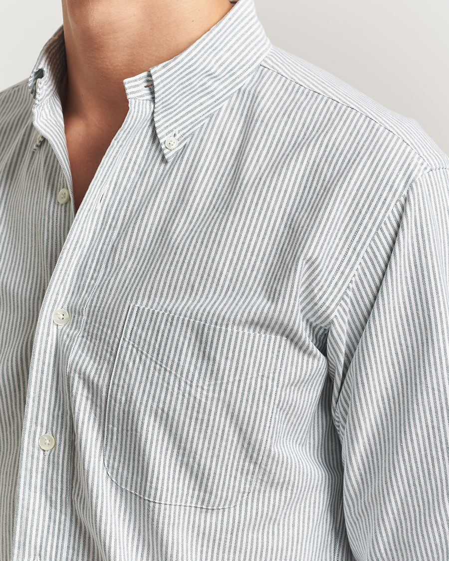 Herre | Skjorter | Kamakura Shirts | Vintage Ivy Oxford Button Down Shirt Green Stripe