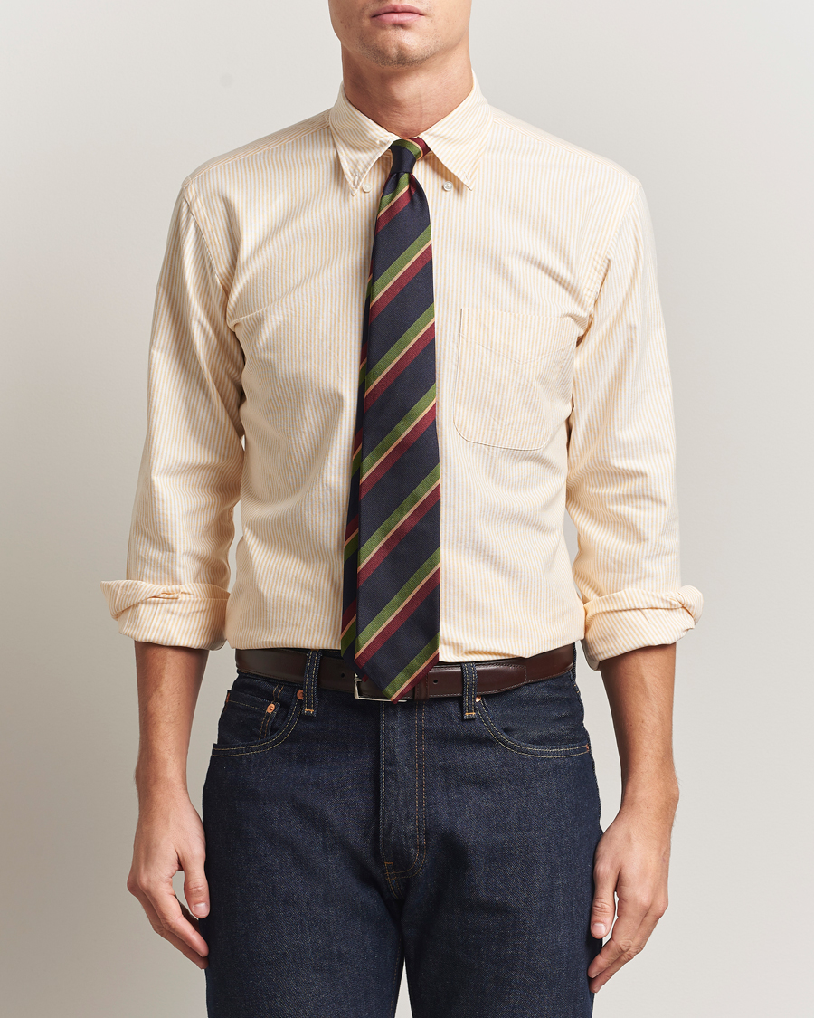 Herre | Skjorter | Kamakura Shirts | Vintage Ivy Oxford Button Down Shirt Yellow Stripe