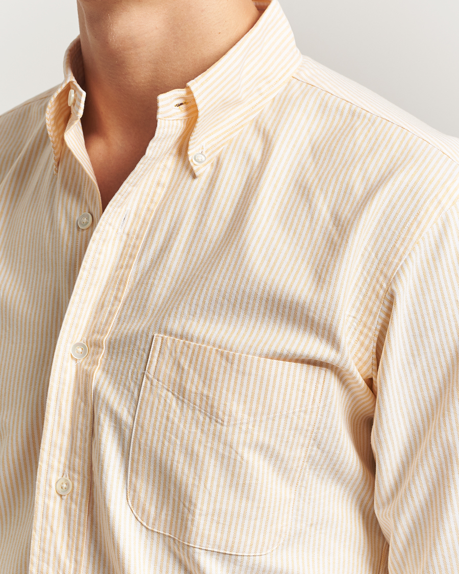 Herre | Skjorter | Kamakura Shirts | Vintage Ivy Oxford Button Down Shirt Yellow Stripe
