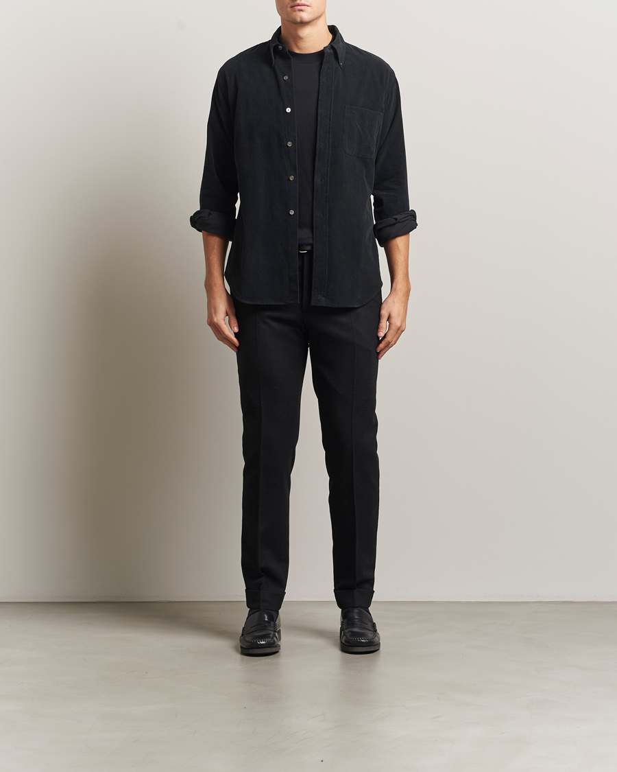 Herre | Skjorter | Kamakura Shirts | Vintage Ivy Needle Cord Shirt Black