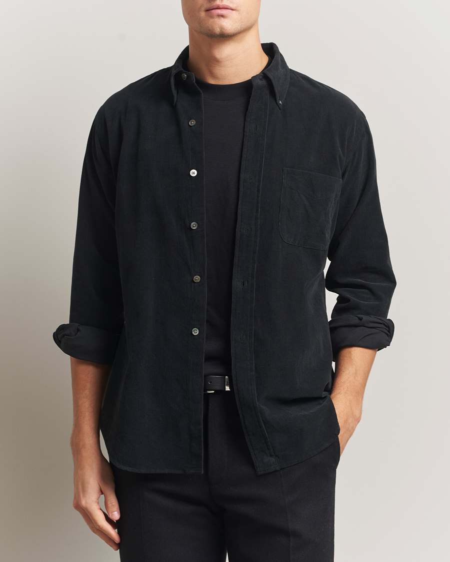 Herre | Skjorter | Kamakura Shirts | Vintage Ivy Needle Cord Shirt Black
