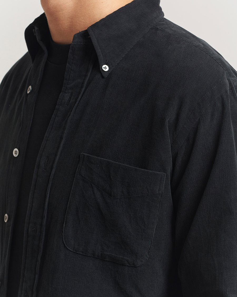 Herre | Skjorter | Kamakura Shirts | Vintage Ivy Needle Cord Shirt Black