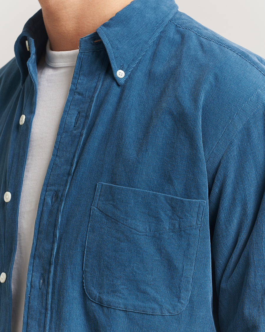 Herre | Skjorter | Kamakura Shirts | Vintage Ivy Needle Cord Shirt Smoke Blue