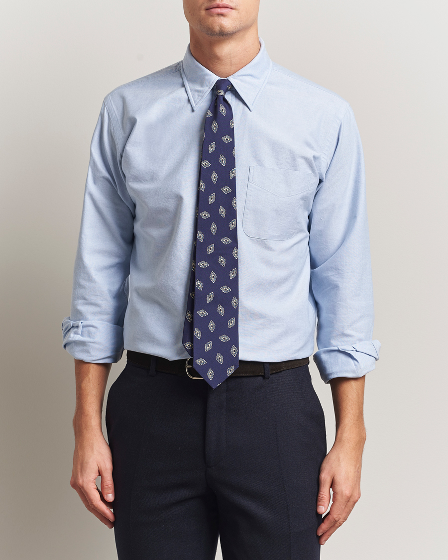 Herre | Skjorter | Kamakura Shirts | Vintagy Ivy Straight Collar Oxford Shirt Light Blue