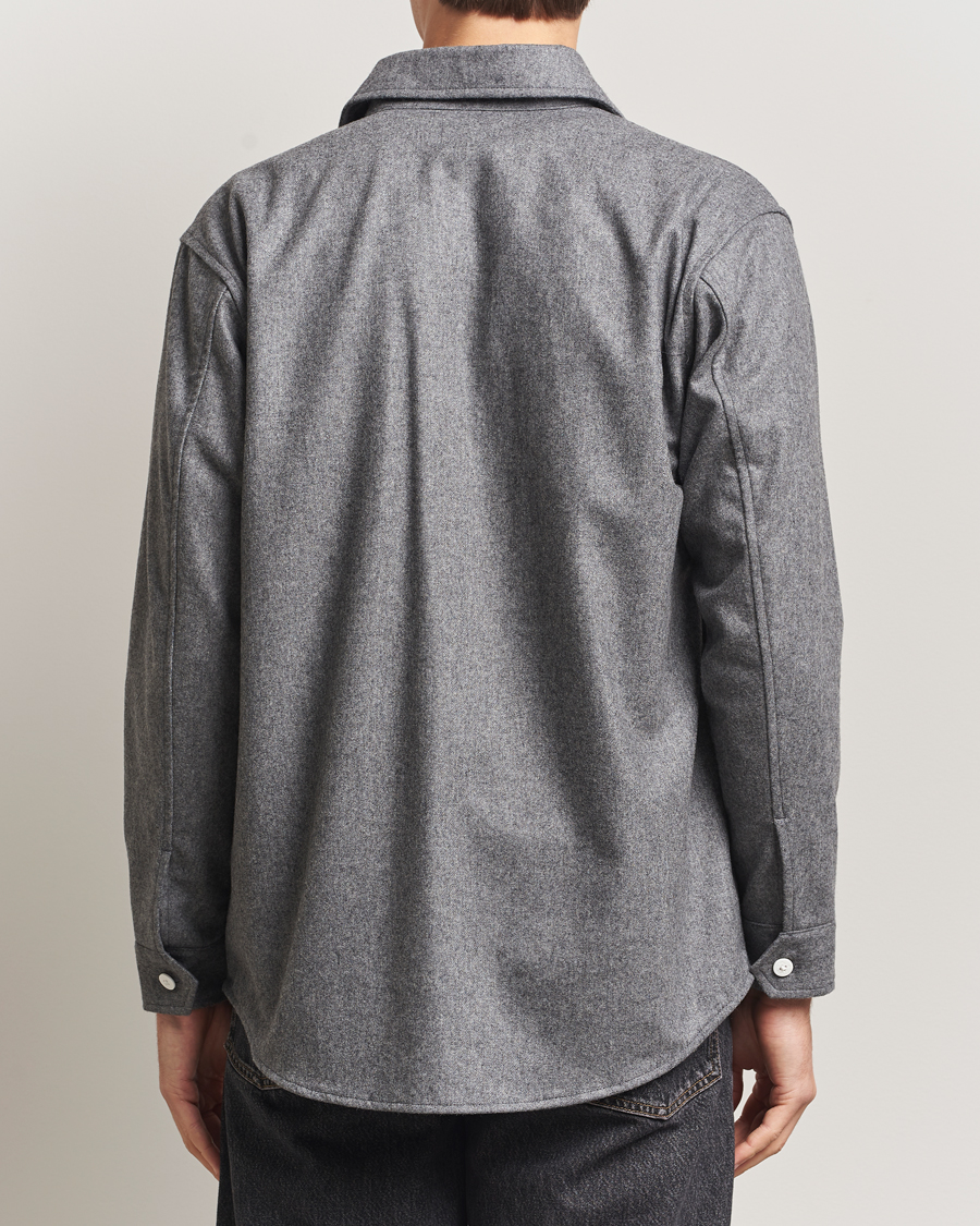 Herre | Skjorter | Kamakura Shirts | Wool Flannel CPO Shirt Grey Melange