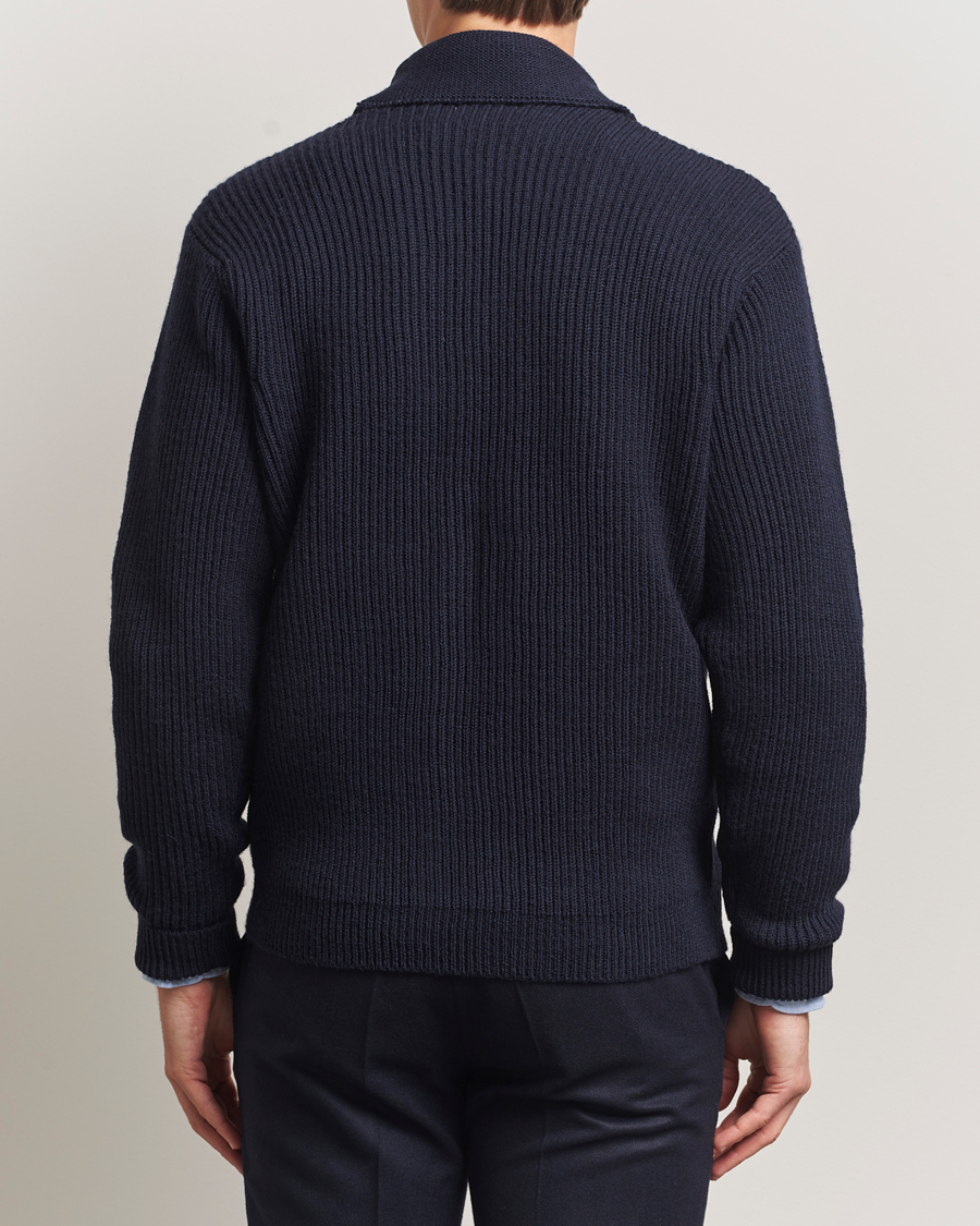 Herre | Gensere | Kamakura Shirts | McQueen Shawl Collar Cardigan Navy