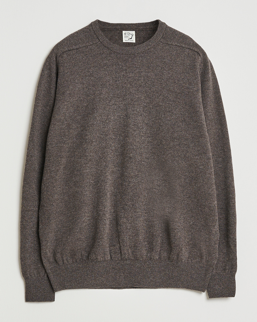 Herre | Gensere | orSlow | Simple Crew Neck Sweater Brown