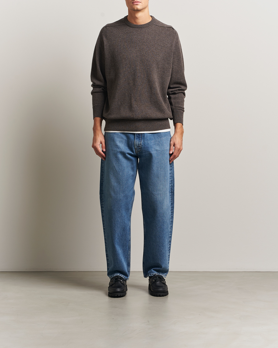 Herre | Gensere | orSlow | Simple Crew Neck Sweater Brown