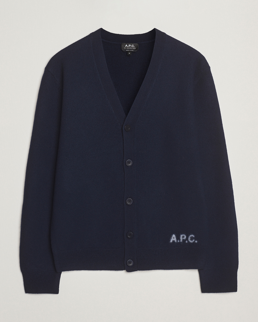 Herre | Gensere | A.P.C. | Kenny Wool Knitted Cardigan Dark Navy