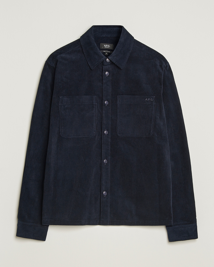 Herre | Skjorter | A.P.C. | Leon Corduroy Overshirt Dark Navy