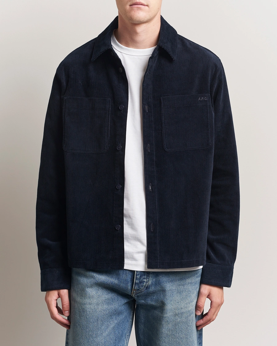 Herre | Skjorter | A.P.C. | Leon Corduroy Overshirt Dark Navy
