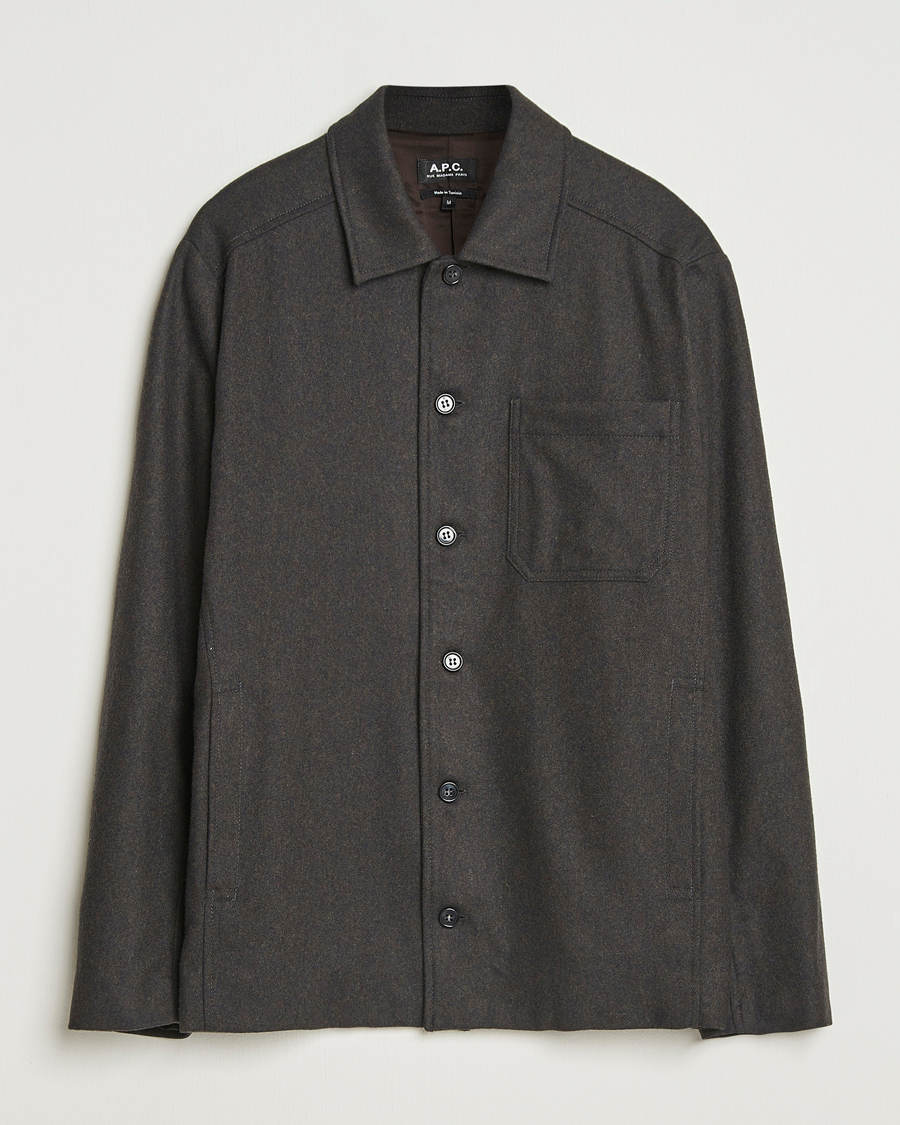 Herre | Jakker | A.P.C. | Jamie Wool Flannel Shirt Jacket Dark Brown