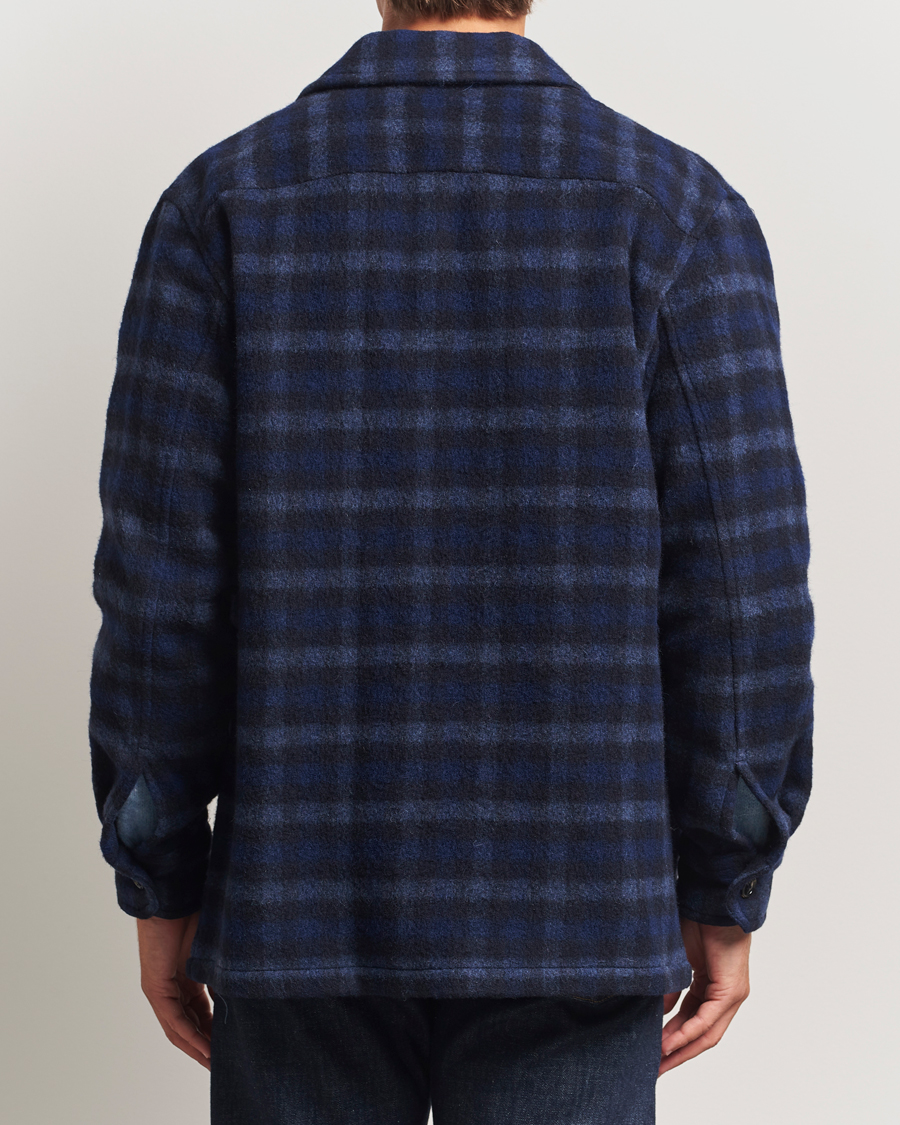 Herre | Jakker | A.P.C. | Stanley Wool Checked Shirt Jacket Dark Navy