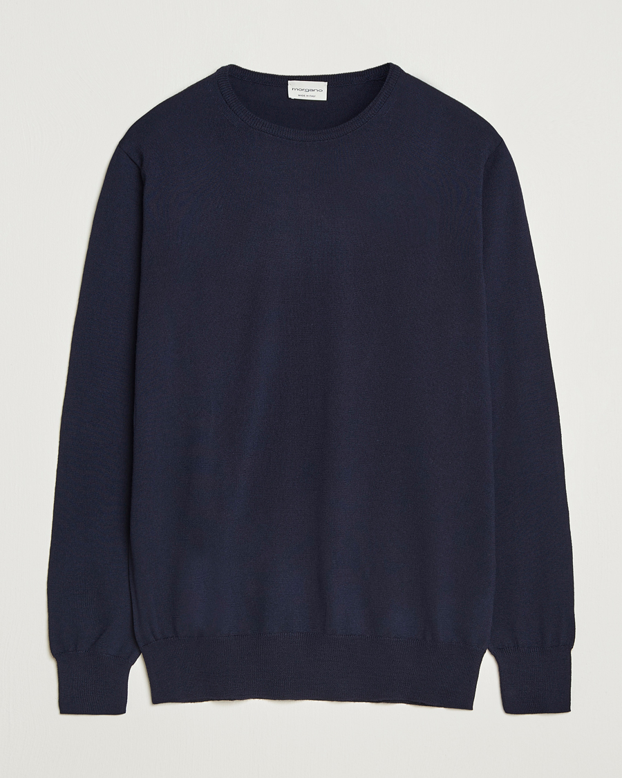 Herre | Gensere | Morgano | Extra Fine Merino Wool Crewneck Navy