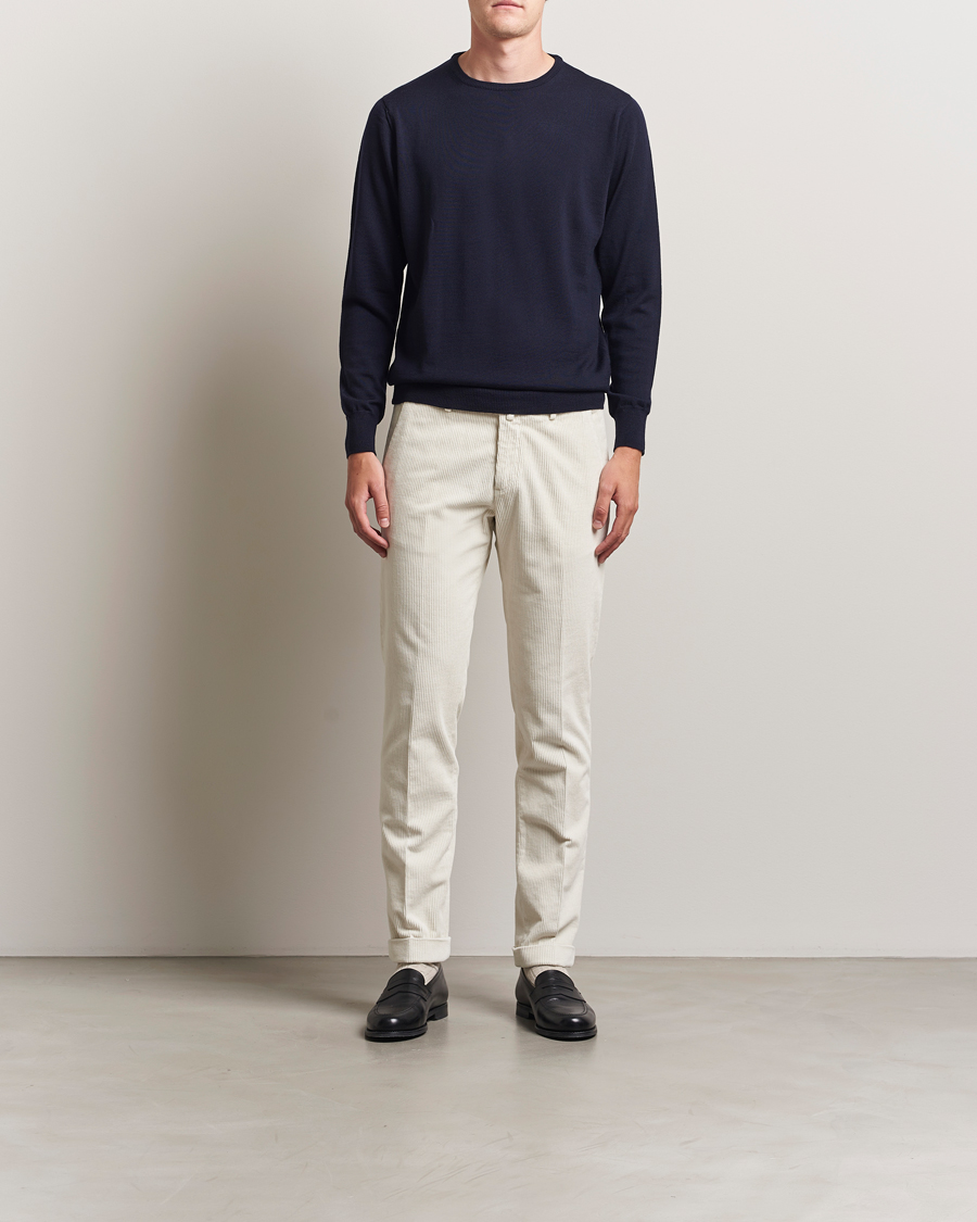 Herre | Gensere | Morgano | Extra Fine Merino Wool Crewneck Navy